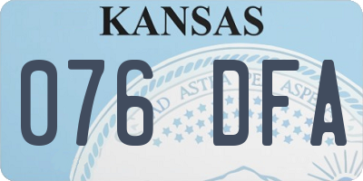 KS license plate 076DFA