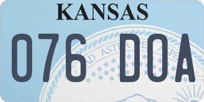KS license plate 076DOA