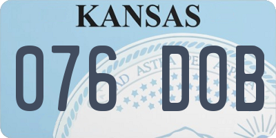 KS license plate 076DOB