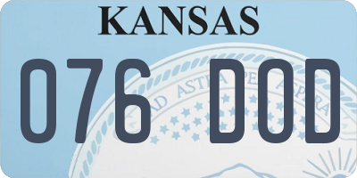 KS license plate 076DOD
