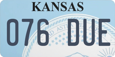 KS license plate 076DUE