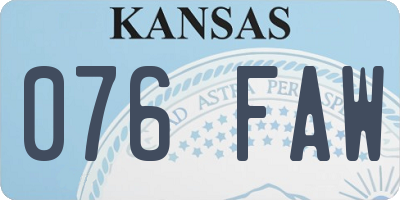 KS license plate 076FAW