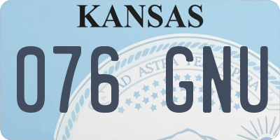 KS license plate 076GNU