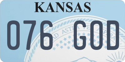 KS license plate 076GOD