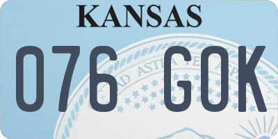 KS license plate 076GOK