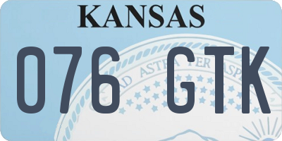 KS license plate 076GTK