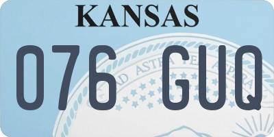 KS license plate 076GUQ