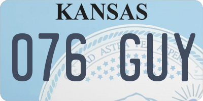 KS license plate 076GUY