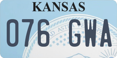 KS license plate 076GWA
