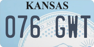 KS license plate 076GWT