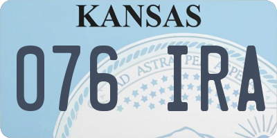 KS license plate 076IRA