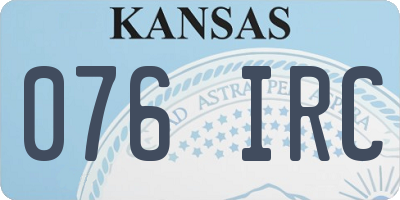 KS license plate 076IRC