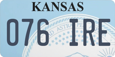 KS license plate 076IRE
