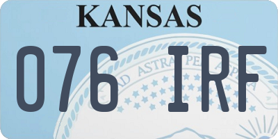 KS license plate 076IRF