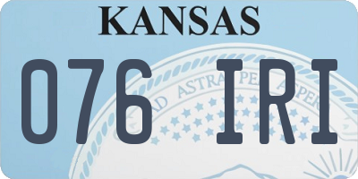 KS license plate 076IRI