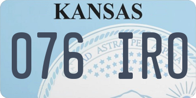 KS license plate 076IRO