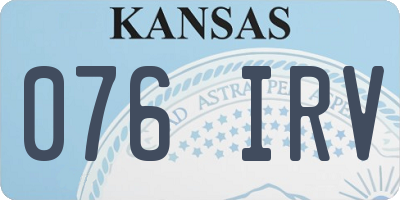 KS license plate 076IRV