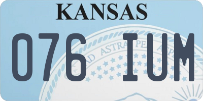KS license plate 076IUM