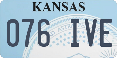KS license plate 076IVE