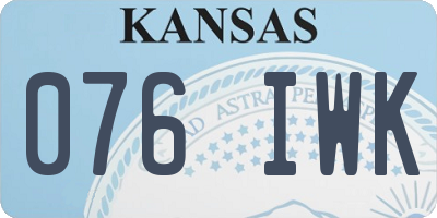 KS license plate 076IWK