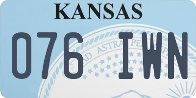 KS license plate 076IWN