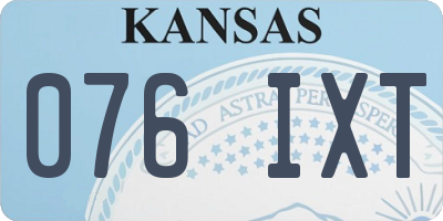 KS license plate 076IXT