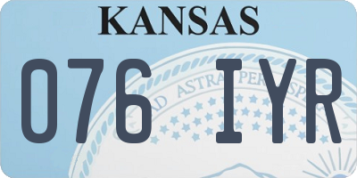 KS license plate 076IYR