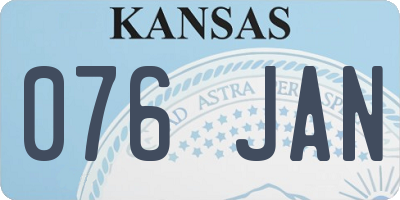 KS license plate 076JAN