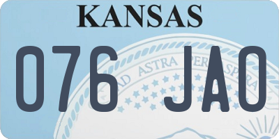 KS license plate 076JAO