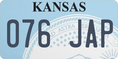 KS license plate 076JAP