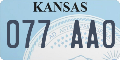 KS license plate 077AAO