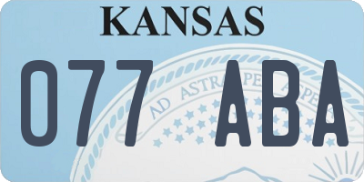 KS license plate 077ABA