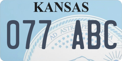 KS license plate 077ABC