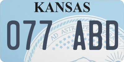 KS license plate 077ABD