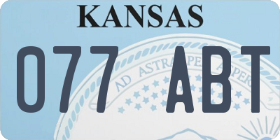 KS license plate 077ABT