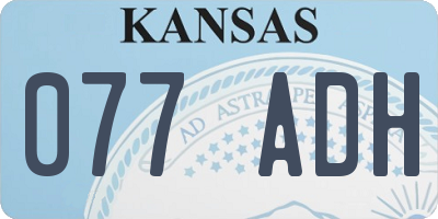 KS license plate 077ADH