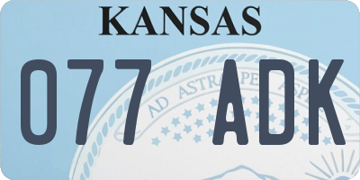 KS license plate 077ADK