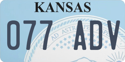 KS license plate 077ADV