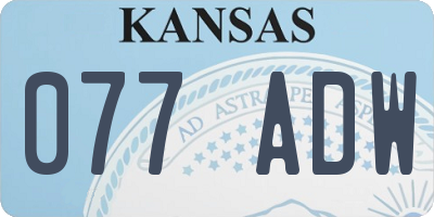 KS license plate 077ADW