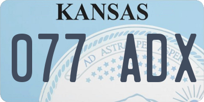 KS license plate 077ADX