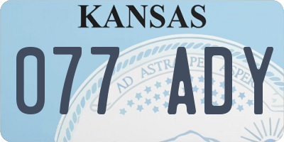 KS license plate 077ADY