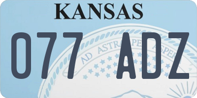 KS license plate 077ADZ