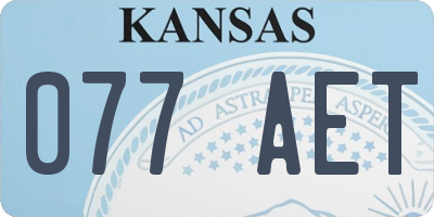 KS license plate 077AET