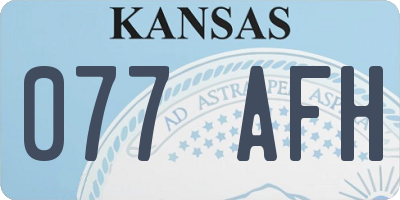 KS license plate 077AFH
