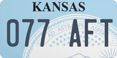KS license plate 077AFT