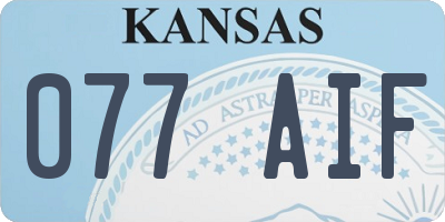KS license plate 077AIF