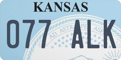 KS license plate 077ALK