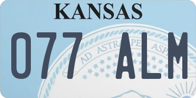 KS license plate 077ALM