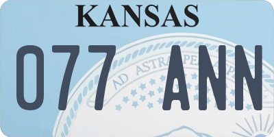 KS license plate 077ANN