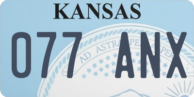 KS license plate 077ANX